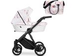 Carrozzina Kunert Ivento 2In1 In Bianco Con Telaio Nero E Fiori Delicati