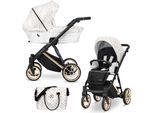 Carrozzina Kunert Ivento Premium 2In1 Bianca Con Telaio Dorato E Numerosi Accessori