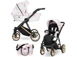 Carrozzina Kunert Ivento Premium 2In1 In Bianco/Rosa Con Cornice Dorata E Fiori Delicati