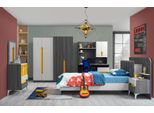 Set Camera Bambini Grigio Letto Comodino Cassettiera Armadio Scrivania