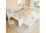 Letto Per Bambini Flieks 140X200Cm Con Letto Estraibile, Letto Matrimoniale In Legno Con Scrivania E Mensola, Letto Classico Per La Camera Dei Bambini, Bianco