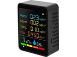Rivelatore Di Qualità Dell'aria Domestica Tester Multifunzionale Di CO2 Con Anidride Carbonica PM2,5 Tvoc Hcho Valore Elettricità Quantità Temperatura Umidità Display Lcd Retroilluminato A Colori Autocalibrazione Con Funzione Di Allarme
