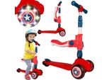 Malplay | Triciclo Scooter Rosso | Da 2 Anni | Monopattino Da Città Per Bambini Con Sedile | Ruote Led | Manubrio Regolabile Regalo