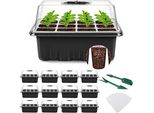 Propagatore Per Serre Indoor Yaungel, Confezione Da 12, 144 Celle, Mini Propagatore, Vassoi Per Piantine, Ventilazione Del Coperchio Del Vassoio, Nero