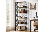 Libreria Tribesigns A 6 Livelli, 180 Cm, Libreria Industriale Con Struttura In Metallo, Scaffale Espositivo Per Ufficio, Libreria A 6 Ripiani