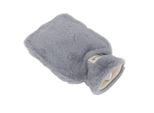 Bottiglia Dell'acqua Calda In Peluche 1000 Ml Bocca Larga Texture Antiscivolo Caldo Con Coperchio Morbido Lavabile Per La Scuola Ufficio Grigio Chiaro