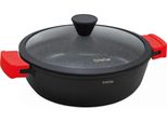 Briebe Black Titanium Pentola Per Induzionetitanio, Pentola 24Cm In Alluminio Fuso Coperchio In Vetro Nero