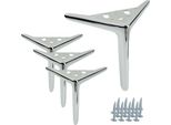 4X Gamba Per Mobili Elegante Cromatura Argento Lucido 18 Cm Con Protezione Per Il Pavimento, Per Divani, Mobili Rtv E Cassettiere, Design Minimalista, Facile Montaggio
