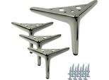 Elegante Set Di 4 Gambe Per Mobili "Anchor"" In Cromo Nero, Alte 12 Cm, Con Cuscinetti Antigraffio - Complemento Perfetto Per Mobili Moderni E Design Minimalista"