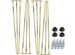 Set Di 4 Eleganti Gambe Per Mobili A Forcina, Alte 71 Cm, In Cromo Color Oro Con Robuste Guide In Plastica Per Mobili Dal Design Elegante E Moderno.