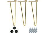 Set Di 3 Gambe Per Mobili Hairpin In Oro, Altezza 41 Cm, 2 Aste, Stabili Ed Eleganti, Per Tavoli, Panche E Cassettiere, Incl. Viti E Protezioni Per I Piedi