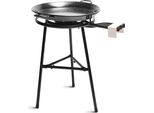 Briebe Jumbo Set Paella Triplo Bruciatore A Gas 60-40-20Cm +Pentola 65Cm +3 Gambe Stand Nero