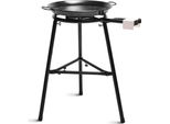 Briebe Medium Set Paella Doppio Anello Bruciatore A Gas 40-20Cm +Pentola 46Cm +3 Gambe Stand Nero