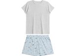 Pigiama Donna Atlantic Cotone + Viscosa | Maglia A Coste + Pantaloncini Con Stampa Di Farfalle | Manica Corta | Homewear | NLP-490