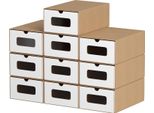 Bettizia 10X Scatole Di Scarpe Con Finestra Scatola Di Immagazzinamento Scarpe Scatola Di Immagazzinamento Impilabile Scatola Di Scarpe Scatola Di Scarpe Scatola Per Tutti Gli Usi Marrone / Bianco