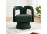 Lvhom Sedia Imbottita Girevole A 360°, Poltrona Girevole In Tessuto Bouclé, Poltrona Lounge Con Braccioli, Poltrona Reclinabile, Verde