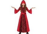 Principessa Medievale Con Cappuccio Tunica Cintura Costume Halloween Capo Rosso, Taglia: 140/146 Colore: Rosso