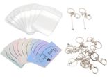 30 Pc Kit Portachiavi Perline In Metallo Argentato - Barrette Biglietti Di Ringraziamento Sacchetto Richiudibile Set Di Perle
