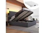 Letto Imbottito Contenitore Letto Matrimoniale Letto A Led Con Usb Tipo C, Contenitore E Testata Regolabile, 160X200Cm Grigio Con Materasso