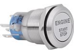 Led Bianco 12 V -Avvio Motore Auto -Arresto -Interruttore A Pulsante Acciaio Inox Argento