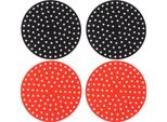 4PCS Tappetino Rotondo Per Friggitrice Ad Aria Resistente All'olio Ad Alta Temperatura Riutilizzabile In Silicone Per Friggitrice Ad Aria Accessori 2 X 23Cm/9.1In Rosso, 2 X 23Cm/9.1In Nero