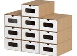 Clanmacy 20X Scatole Di Scarpe Con Finestra Scatola Di Immagazzinamento Scarpe Scatola Di Immagazzinamento Impilabile Scatola Di Scarpe Scatola Di Scarpe Scatola Per Tutti Gli Usi Marrone / Bianco