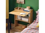 Sobuy FWT92-N Scrivania Pieghevole Scrivania Per Computer Con Ripiani Piccola Scrivania Scrivania Da Lavoro Scrivania Per Ufficio Tavolo Pieghevole Naturale 64X82X58Cm