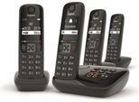 Schwarzes quattro dect schnurloses telefon mit anrufbeantworter Gigaset AS690AQUATTRO