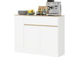 Credenza, Mobile Da Cucina Con Cassetti, Ripiano Regolabile, Mobile Portaoggetti Con Protezione Antiribaltamento, Mobile Laterale Per Cucina, Sala Da Pranzo, 105 X 30 X 81,5 Cm Bianco
