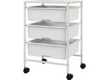 Carrello Con Ruote Carrello Di Servizio Con Manici A 3 Ripiani Carrello Portaoggetti Per Cucina Soggiorno 40,8 X 33,5 X 60,5 Cm Bianco