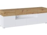 Mobile Tv Basso Rimini 180X40X59Cm Bianco Rovere Artisan Senza Maniglie A 2 Ante (18796)