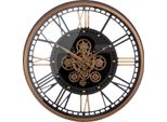 Gilde Wanduhr, Rund, ZahnräDermotiv, Glas, Mdf, Metall, Kupferfarben, Schwarz, Ve 1, L. 9,5 Cm, D. 60 Cm 53537