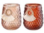 Gilde Windlicht, "Ibiza"", Glas, Braun, Kupferfarben, Ve 6, 2 StüCk Wie Abgebildet,, L. 11 Cm, B. 11 Cm, H. 14 Cm 44467"