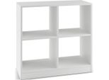 Libreria In Legno A 4 Scomparti Con Ripiano A Cubo E Protezione Antiribaltamento 73 X 33 X 73 Cm Bianco