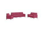 Syfax™ Set Di Divani 3 Pz Con Cuscini E Rinforzi Rosso Vino In Velluto