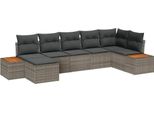 Syfax™ Set Divano Da Giardino Con Cuscino 7 Pcs Grigio Polyrattan