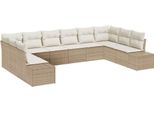 Syfax™ Set Divano Da Giardino Con Cuscino 10 Pcs Beige Polyrattan