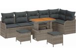 Syfax™ Set Divano Da Giardino Con Cuscino 9 Pcs Grigio Polyrattan