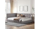 Flieks Divano Letto Divano Letto 140X200Cm, Letto Imbottito Con Rete A Doghe, Letto Per Ragazzi Letto Per Bambini Con Braccioli E Schienale, Letto Matrimoniale Letto Da Giorno, Velluto, Grigio