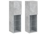 Syfax™ Mobili Tv Con Luci Led 2Pz Grigio Cemento 30,5X30X102 Cm