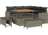 Syfax™ Set Divano Da Giardino 8 Pcs Grigio Polyrattan