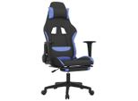 Syfax™ Sedia Da Gaming Massaggio E Poggiapiedi In Tessuto Nero E Blu