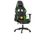 Syfax™ Sedia Da Gaming Massaggio Poggiapiedi Nero E Verde Pelle Finta