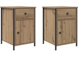 Syfax™ Armadio Da Notte 2 Pcs Rovere Artigianale 40 X 42 X 60 Cm
