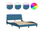 Syfax™ Giroletto Con Led Senza Materasso Hanko Blu 140X200 Cm In Velluto
