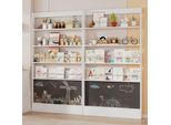 Scaffale Per Bambini Merax*2, Scaffale Per Bambini, Con 4 Ripiani, Pannello Verniciabile, Mobili Per La Cameretta Dei Bambini, 180 Cm H, Bianco