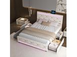 Unboxg Letto Imbottito 140X190 Cm Con 4 Cassetti, Illuminazione Led E Funzione Di Ricarica Usb, Letto Contenitore, Velluto, Beige