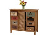 Cassettiera HWC-O63, Mobile Cassettiera Porta Etichette Vintage Shabby 80X91X40Cm ~ Corpo Naturale