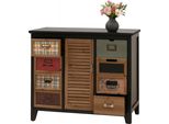 Cassettiera HWC-O63, Armadio Cassettiera Porta Etichette Vintage Shabby 80X91X40Cm ~ Corpo Nero