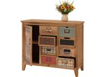 Cassettiera HWC-O63, Armadio Cassettiera Portaetichette Vintage Modello Shabby, Legno 80X91X40Cm ~ Corpo Natura